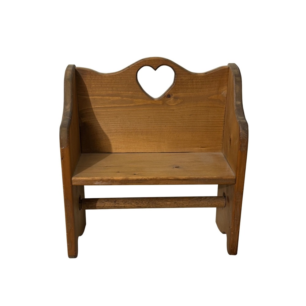 Vintage Wooden Wall Shelf Brown Heart Cutout Paper Towel Holder